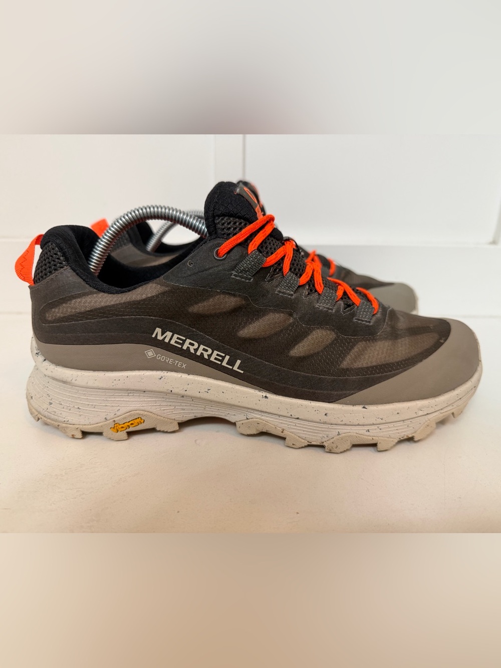 Merrell Moab Speed GTX Trail Running Shoes Mens Size 11 Gray Orange Gore-Tex